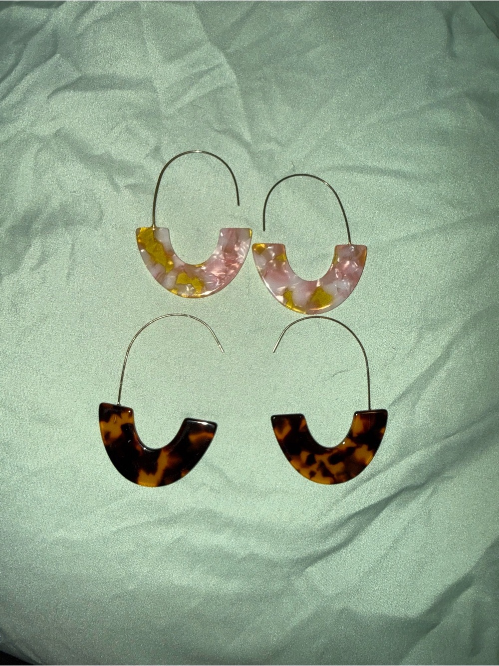 Pink & Brown Resin Hoop Earrings - Lightweight Women’s Jewelry